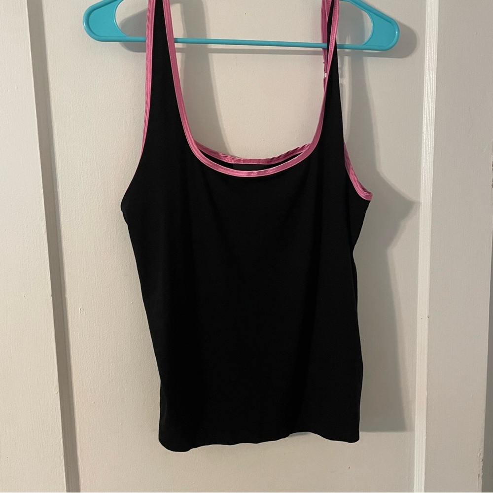 Lane Bryant Black and Pink Fitted Camisole Top